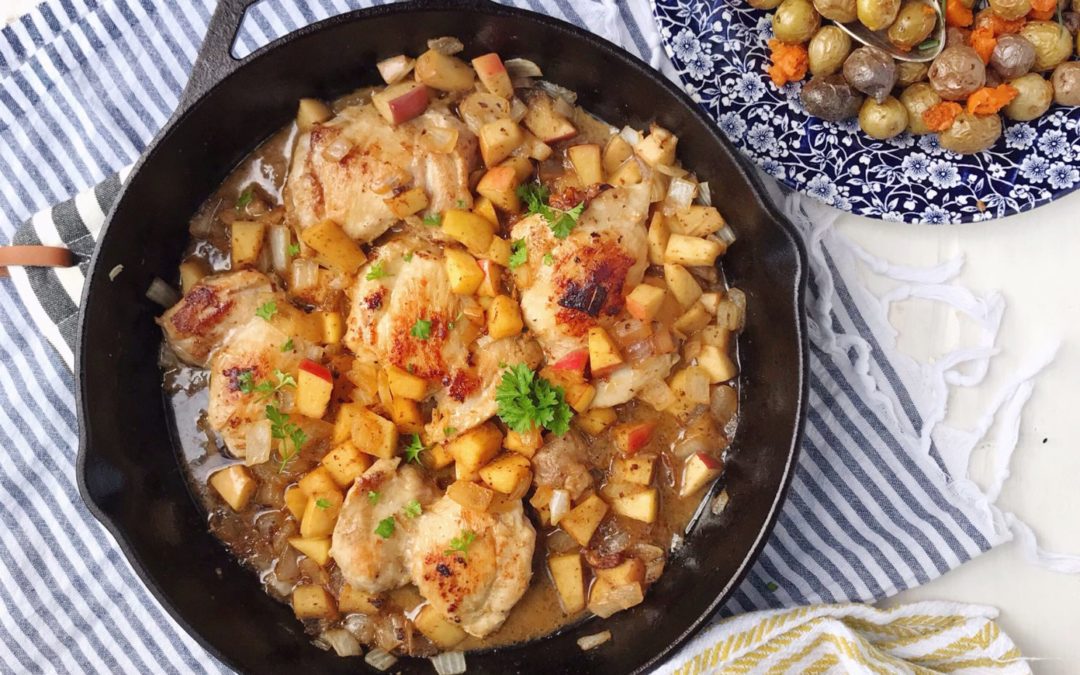Apple Dijon Skillet Chicken from Domestikatedlife