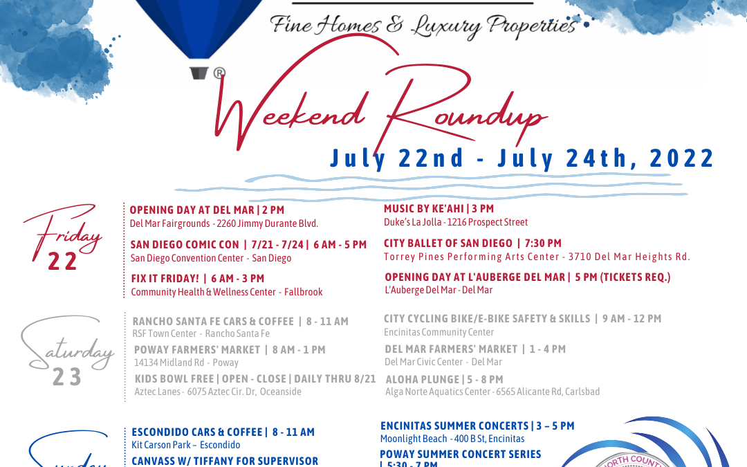 Weekend Roundup | 7/22 – 7/24 — Sponsored by RE/MAX Elite Properties RSF