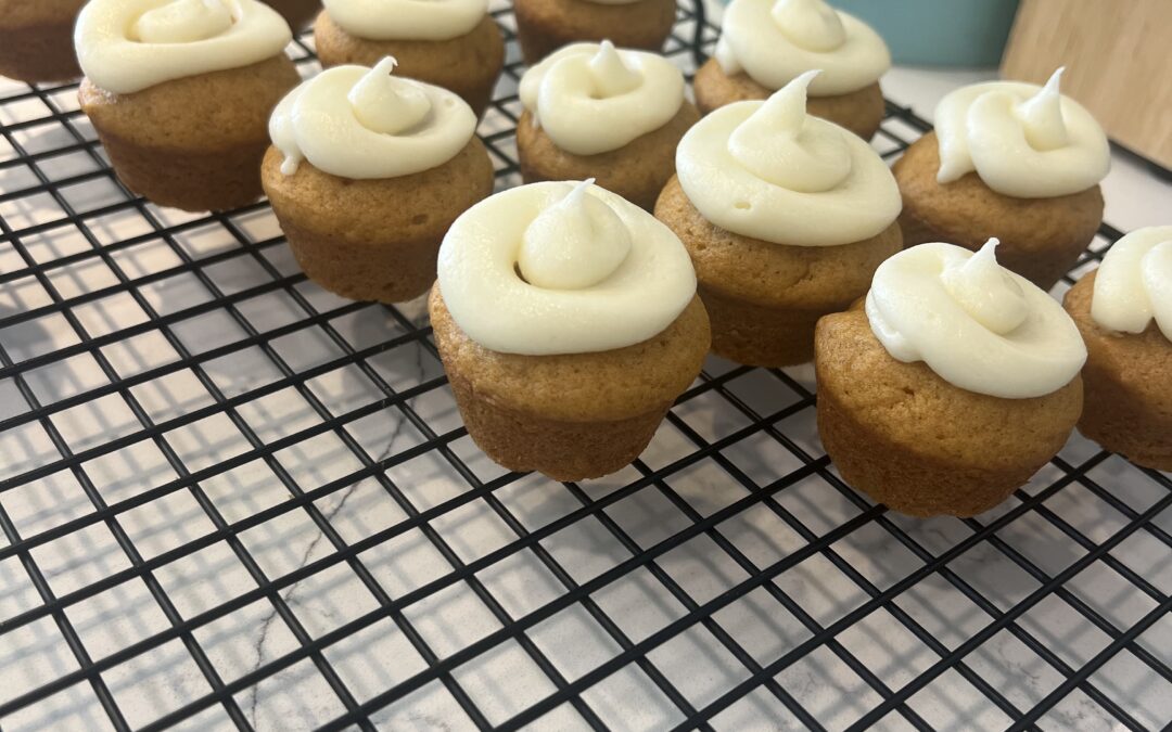 Mini Pumpkin Muffins with Cream Cheese Frosting