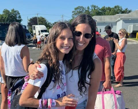 Mother daughter camp drop off
